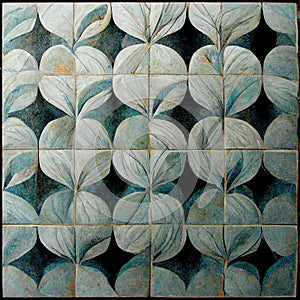 Tile White Flower Green Leaves with Branch