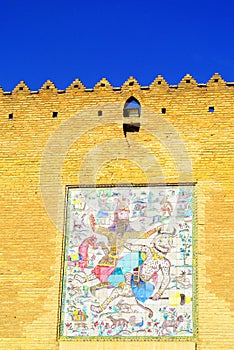 Tile work above Gate of Arg of Karim Khan, Shiraz, Iran