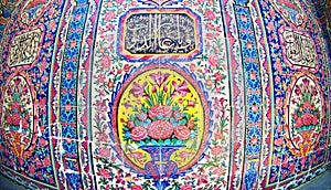 Tile decoration in Pink Mosque Shiraz Iran