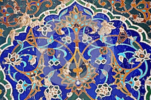 Tile working details of Blue Mosque exterior walls , Tabriz, Iran