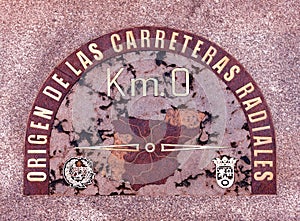 Tile zero km, located in the geographical center of the city of Madrid, Spain photo