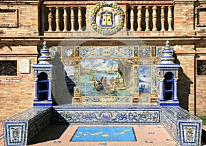 Tiled alcove at Plaza de Espana, Seville, Spain