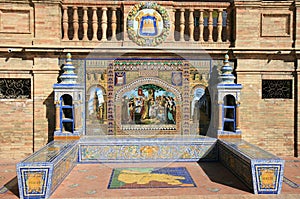 Tiled alcove. Plaza de Espana in Seville, Spain photo