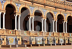 Tiled alcoves at Plaza de Espana, Seville, Spain