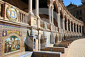 Tiled alcoves, Plaza de Espana, Seville, Spain photo