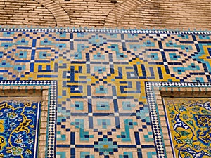 Tiled background, oriental ornaments from Isfahan Mosque, Iran