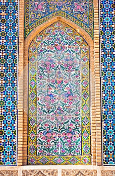 Tiled background, Vakili Mosque, Shiraz, Iran