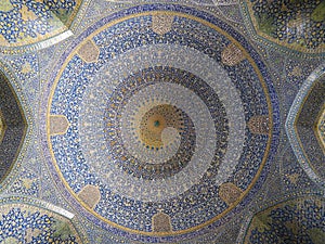 Tiled dome in Immam`s Mosque, Isfahan, Iran