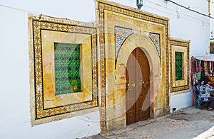 The tiled facade of medieval edifice, Sfax, Tunisia