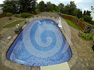 Tiled fiberglass pool photo