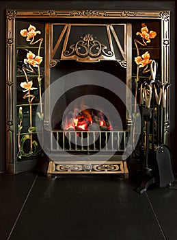 Tiled fireplace