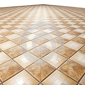 Tiled Floor Perspective on white Background