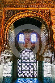 Tiled moorish window in the Ahlambra Palace