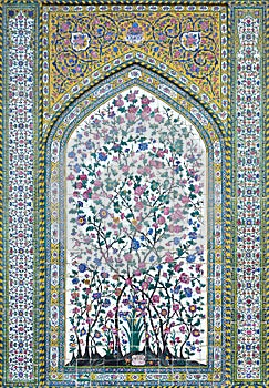 Tiled mosaic mural in Shiraz, Iran