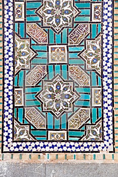 Tiled oriental ornaments on Shrine's wall