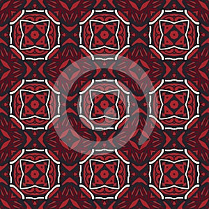 Tiled red pattern for fabric. Abstract geometric mosaic seamless pattern ornamental.