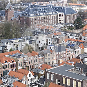 Tiled roofs in Delft in spring