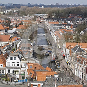 Tiled roofs in Delft in spring