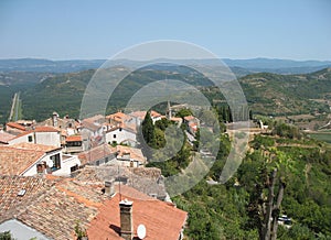 Tiled roofs of Motovun, small village in central Istria, Croatia, Europe.