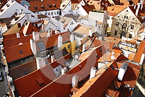 Tiled roofs in Prague, Czech Republic