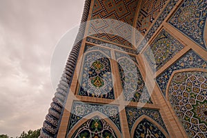 Tiled wall of Ulugh Beg Madrasa in Samarkand, Uzbekistan