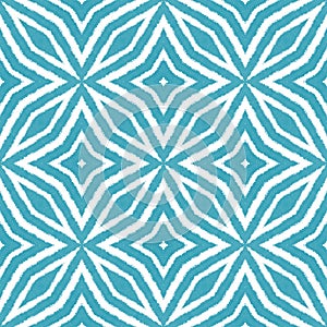 Tiled watercolor pattern. Turquoise symmetrical