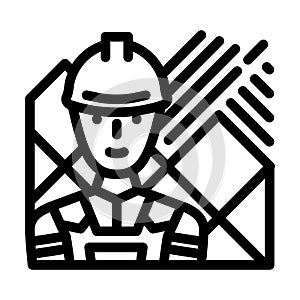 tiler handyman line icon vector illustration