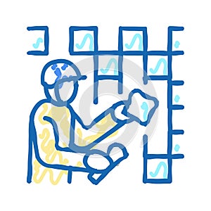 tiler worker icon doodle illustration