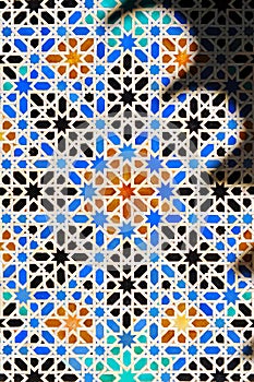 Tiles of Al Andalus. Alcazar of Seville Spain. Arab pattern decoration