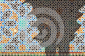 Tiles of Al Andalus. Alcazar of Seville Spain. Arab pattern decoration