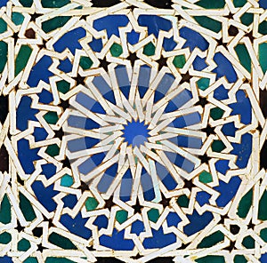 Tiles of Alcazar Seville Spain. Al Andalus Arab pattern decoration photo