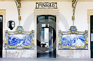 tiles (azulejos) at railway station of Pinhao, Douro Valley, Por