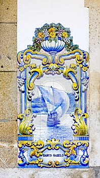 tiles (azulejos) at railway station of Pinhao, Douro Valley, Por