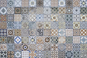 Tiles Floor Ornament Collection Gorgeous Seamless Patchwork Colorful Painted Tin Glazed Ceramic Tilework Pattern photo