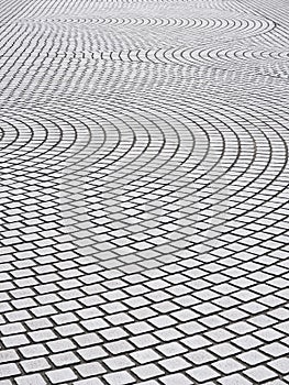 Tiles floor with radial pattern