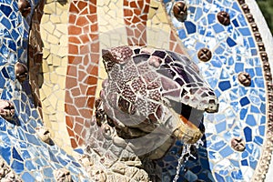 Tiles fountain, Park GÃ¼ell, Barcelona, Spain