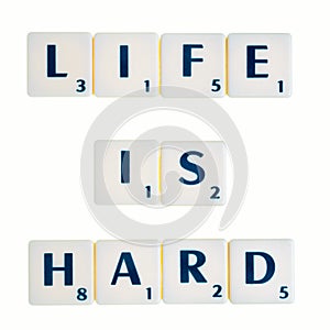 Tiles with Letters forming Words or Frases photo