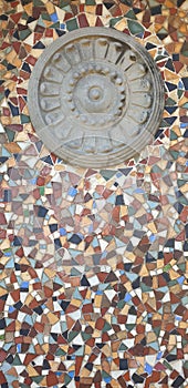 Tiles Mosaic Pattern with Emblem Verticle photo