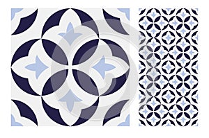 Tiles Portuguese patterns antique seamless design in Vector illustration