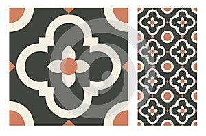 Tiles Portuguese patterns antique seamless design in Vector illustration