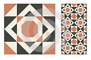 Tiles Portuguese patterns antique seamless design in Vector illustration