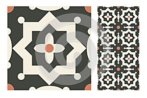 Tiles Portuguese patterns antique seamless design in Vector illustration