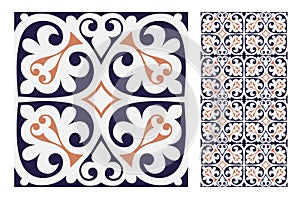 Tiles Portuguese patterns antique seamless design in Vector illustration