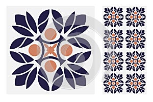 Tiles Portuguese patterns antique seamless design in Vector illustration