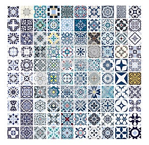 Tiles Portuguese patterns antique seamless design in Vector illustration