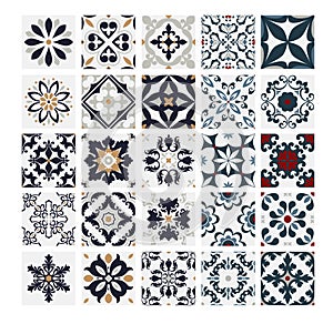 Tiles Portuguese patterns antique seamless design in Vector illustration vintage