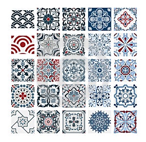 Tiles Portuguese patterns antique seamless design in Vector illustration vintage