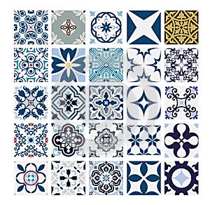 Tiles Portuguese patterns antique seamless design in Vector illustration vintage