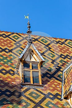Tiles rooftop of Hospice de Beaune, Burgundy, France