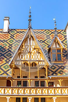 Tiles rooftop of Hospice de Beaune, Burgundy, France